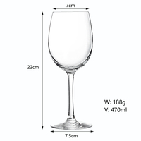 Verres à vin en cristal sans plomb à long pied, transparents, 470 ml, pour vin blanc et rouge, vente en gros