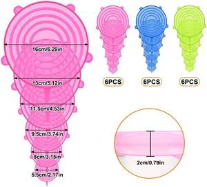Juego de 6 Cubiertas de Silicona para Conservar Alimentos, Cubiertas de Silicona de Grado Alimenticio que se Pueden Estirar para Sellar Frutas y Verduras - Product Image 2