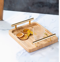 Plateau de service en bois d'acacia de qualité supérieure avec poignées, grand plateau rectangulaire en bois pour le petit-déjeuner, le café, le thé, les desserts, les charcuteries