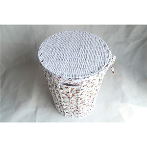 Cesta de lavandería tejida a mano, cesta redonda de tela para almacenamiento de ropa, organizador de ropa, estilo pastoral - Product Image 1