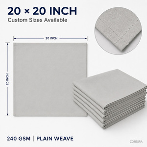 Serbet Persegi Poliester Abu-Abu Muda 20x20 240GSM Dapat Digunakan Kembali, Dapat Dicuci, Untuk Restoran, Hotel, Linen Meja Komersial, OEM Custom - Product Image 4