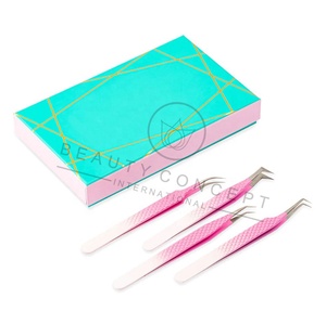 Pinzas de pestañas de volumen con punta de fibra blanca con logotipo personalizado para etiquetas privadas, pinzas de extensión de pestañas de acero inoxidable de 75 y 90 grados - Product Image 6