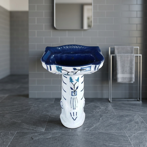 Lavabo majestuoso de cerámica roja de calidad de exportación, juego de pedestal con estampado de flores, lavabo, diseñador, China, India - Product Image 4