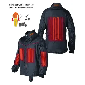 Chaqueta gruesa de invierno con calefacción de infrarrojo lejano de 12V para hombre y mujer, para esquí Softshell Sudadera con capucha y motocicleta con ropa térmica, chaqueta de plumón