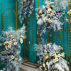 Décoration de mariage sur le thème de la mer bleue G526, <span class=keywords><strong>fleurs</strong></span> <span class=keywords><strong>artificielles</strong></span> en soie pour chemin de table, arche, centre de table - Product Image 1