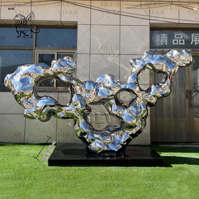 BLVE Escultura de paisagem moderna metal desenho abstrato esculturas de montanha artificial em aço inoxidável