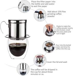 Tasse à café goutte à goutte <span class=keywords><strong>lavable</strong></span> de remplacement en acier inoxydable 304, réutilisable, portable, filtres à café, cafetière - Product Image 5