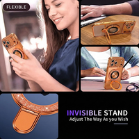 Coque de téléphone magnétique de luxe électroplaquée transparente à paillettes, antichoc, avec anneau pliable et support pour iPhone 17 16 15 14 Pro Max