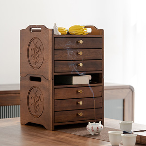 Walnut Wood Multi Layer Tea Cake <b>Box</b> <b>Drawer</b> Type High End Household <b>Storage</b> For Pu Erh White Tea Rectangular Standing - Product Image 4