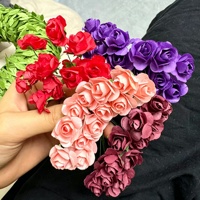 144pcs Mawar Kertas Mini Warna-warni Buatan Tangan dari Kertas Krepe dengan Batang Kawat untuk Hari Valentine Pernikahan Tahan Lama DIY