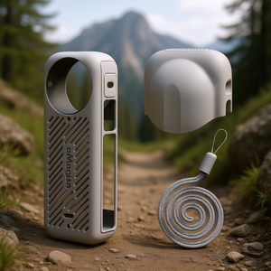 Kit d'accessoires pour caméra Insta360 X4 aMagisn : Étui en silicone, capuchon d'objectif, cordon de sécurité, protection grise - Product Image 2