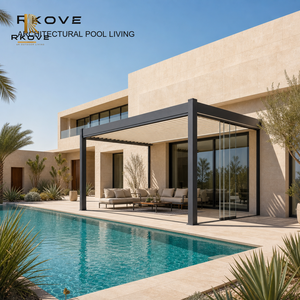 RKOVE RK-S2 Outdoor Electric Aluminum Louvered Pergola Custom Size Wall Mounted Patio Cover with LED Lighting - Product Image 5