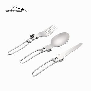 Juego de Cubiertos Plegables de Acero Inoxidable Campout, 3 Piezas, Utensilios Portátiles para Camping, Plateados, Plegables, para Exteriores - Product Image 4