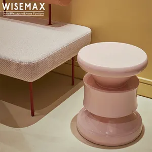 WISEMAX ריהוט נורדי סלון תוף שולחנות מודרני צבעוני עגול פיברגלס קפה צד שולחן עבור מלון מסעדה