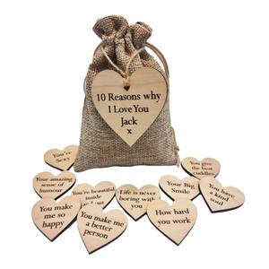 Petites pièces en bois en forme <span class=keywords><strong>de</strong></span> coeur pour la Saint-Valentin Nouveau I Love You Ten Reasons Coffret cadeau en bois Prix d'usine Avantage pour enfants - Product Image 2