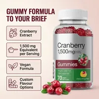 Gummies à la canneberge en marque privée, OEM, véganes, sans gluten, saveur cerise et mangue, 70 gummies