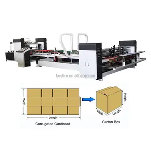 Máquina encoladora automática de cajas de cartón plegables con empaquetado automático