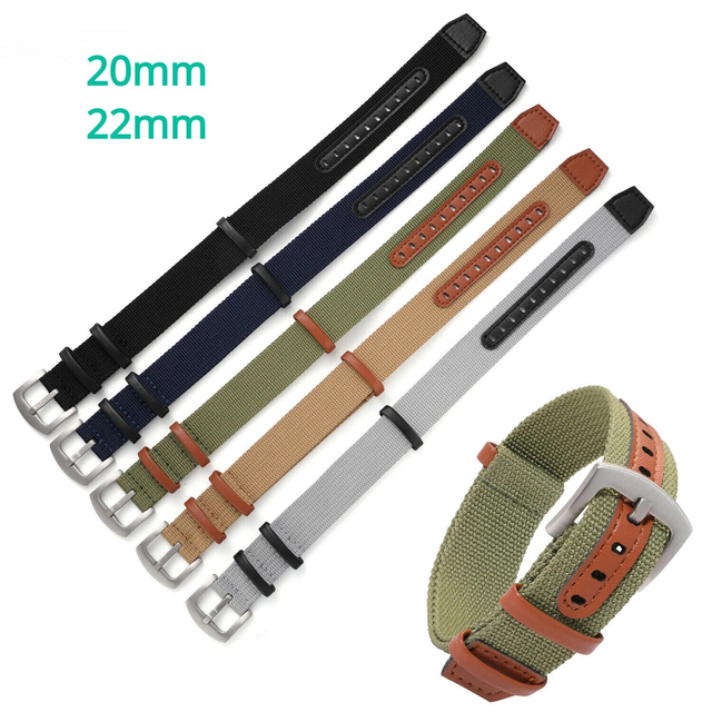 Fashion Nylon Patch Leather Smart Watch Straps 20mm 22mm Watch Band Nylon Canvas Fabric Braided Watch Strap