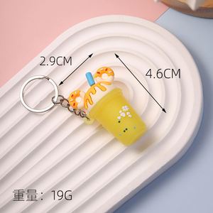 Llavero de lujo superventas con forma de taza de helado y té con leche, de PVC blando con impresión UV, diseño 3D, bonitos dijes de donut para bolso - Product Image 5