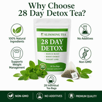 Sachets de thé détox amincissant 28 jours pour un ventre plat, une silhouette affinée, une purification des toxines, formule botanique à base de plantes, douce, pour une routine matinale