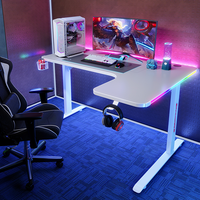 Bureau de jeu pliable en forme de L YZ avec éclairage RGB, construction métallique, compatible PC