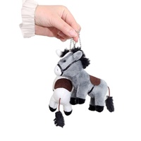 Porte-clés en peluche cheval à faible MOQ, accessoires pour animaux en peluche, fournitures pour fêtes à thème ferme, poupée en peluche de Noël