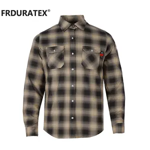 Camisa FRNATURTEX personalizada resistente al fuego camisa resistente al fuego ropa resistente al fuego FR algodón trabajo camisa a cuadros