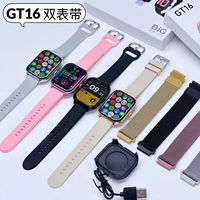 Montre connectée GT16 tendance et abordable avec double bracelet en acier inoxydable