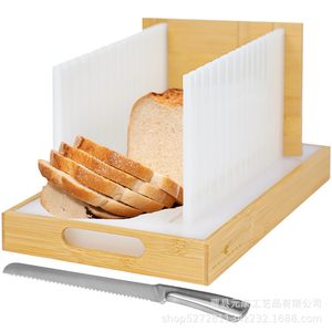 Cortador de pan de bambú Yuan Kang con tabla de PE para cortar uniformemente y recoger migas, herramienta de cocina para hornear - Product Image 4