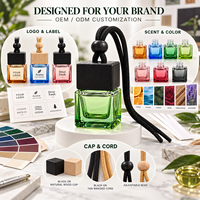 Diffuseur de parfum pour voiture en bloc de bois, logo personnalisé, flacon diffuseur de 8 ml en verre à suspendre, parfum longue durée, mini