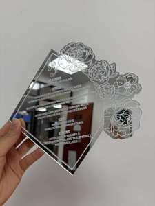 Tarjetas de felicitación personalizadas de lujo para Menú Personal, forma de rosa, espejo dorado y plateado, hoja acrílica, tarjetas de invitación de boda - Product Image 3