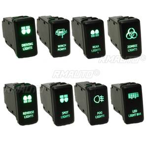 สวิตช์กดแบบ LED สีเขียว 12V สำหรับเปลี่ยนทดแทนอะไหล่แท้ของโตโยต้า แลนด์ครุยเซอร์ ไฮลักซ์ ปราโด 120 ซีรีส์ ปี 2003-2009 ไฟ LED บาร์ ไฟขับขี่ - Product Image 2