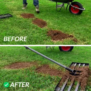 17*10 Inch Durable Metal Stainless Steel Backyard Lawn Soil Dirt Ground Adjustable Landscape Tool For Golf Course Leveling Rake