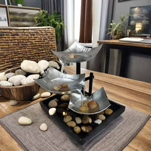 Fonte de Mesa Automática Moderna de 3 Níveis com Lâmpada, Relaxamento Interno, Interruptor de Energia, Bacia Extra Profunda, Sombrinha de Metal, Fonte Elétrica - Product Image 3