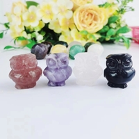 Pierres mixtes sculptées à la main améthyste lépidolite fraise Quartz obsidienne aventurine coloré cristal hibou pour la décoration