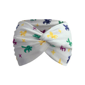 عصابة شعر متقاطعة مطبوعة من ماردي غرا ، ربطة شعر مرنة جيدة التهوية ، ربطة رأس لمهرجان العلم الكرنفال ، ربطة رأس منقطة اللون - Product Image 1