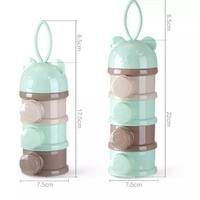 Draagbare babymelkpoederdispenser met 4-laags stapelbare containers, beren-vormige snackpoederorganizer, BPA-vrij, reisvoedingsdoos