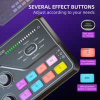 Cartes son audio de studio d'enregistrement PC RGB Fifine SC8, mélangeurs externes XLR, streaming en direct, interface de mixage audio USB pour jeux