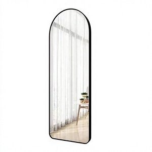 Modern Full Length Floor Living Room Furniture Custom Large Size Aluminum Alloy <b>Frame</b> <b>Arched</b> Brushed Golden Wall Mirror - Product Image 1
