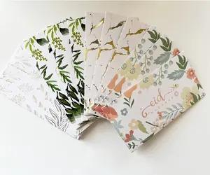 جديد صندوق عيد سعيد المتنوع مظاريف مطاطية بطباعة نباتية مع ورق فويل لتقديم الهدايا بطاقات هدايا عيد رمضان