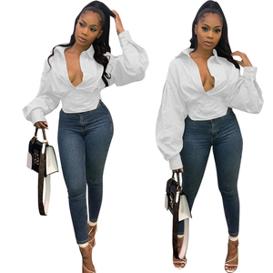 TKS S-3XL Nouveauté Automne 2026 Hauts de Vêtements Couleur Unie Manches Longues Bouffantes Col Rabattu Blouses et Chemises pour Femmes - Product Image 2