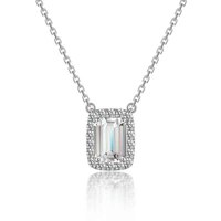 Collana con Pendente in Platino Pt950 con Diamante Quadrato Coltivato in Laboratorio, Prisma Sussurro Piccolo Cubetto di Zucchero, Gioielli Raffinati da Donna, Charm Delicato