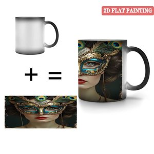 Taza de cerámica que cambia de color con el calor, 11 oz, negra mate, para sublimación, taza mágica para el hogar, la oficina o como regalo. - Product Image 4