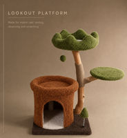 Arbre à chat en bois naturel avec tapis à gratter en jute de 4 mm en forme de nuage, hauteur 80 cm, meuble d'intérieur pour chat à placer près de la fenêtre
