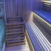 Sauna Interior Eléctrica Moderna de Lujo, Madera de Hemlock, Panel de Control Computarizado, Vapor para 2-6 Personas, 220V, Cabina de Relajación para Villa