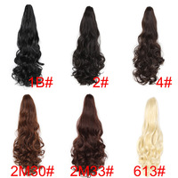 Perruque synthétique ondulée pour femme avec pince à cheveux, pour queue de cheval haute, cheveux longs, grandes ondulations, fibre haute température