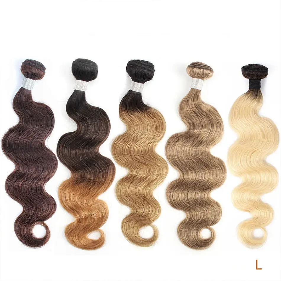 Bundle Body Wave Ombre Honey Blonde Natural Color Highlight Brown 1B 613 Indian Remy Human Hair Extension 10-30 Inc