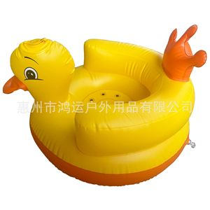 Asiento inflable para bebé con forma de pato, 55x49x38cm, juguete de baño amarillo coronado para bebés de 0 a 24 meses - Product Image 3