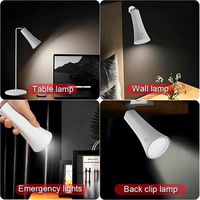 Lampe de bureau LED sans fil rechargeable 4-en-1 Base magnétique Clip flexible Montage mural Veilleuse portable pour bureau Chambre à coucher Lecture