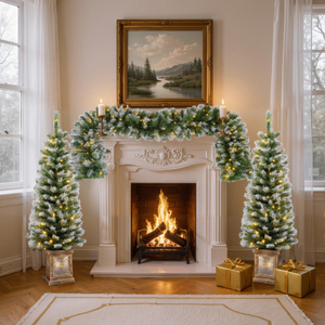 Flocked Pine <b>Christmas</b> <b>Garland</b> Pre Lit Green Swag Snow Flocked Holiday Decoration for Mantel Stair Rail - Product Image 5